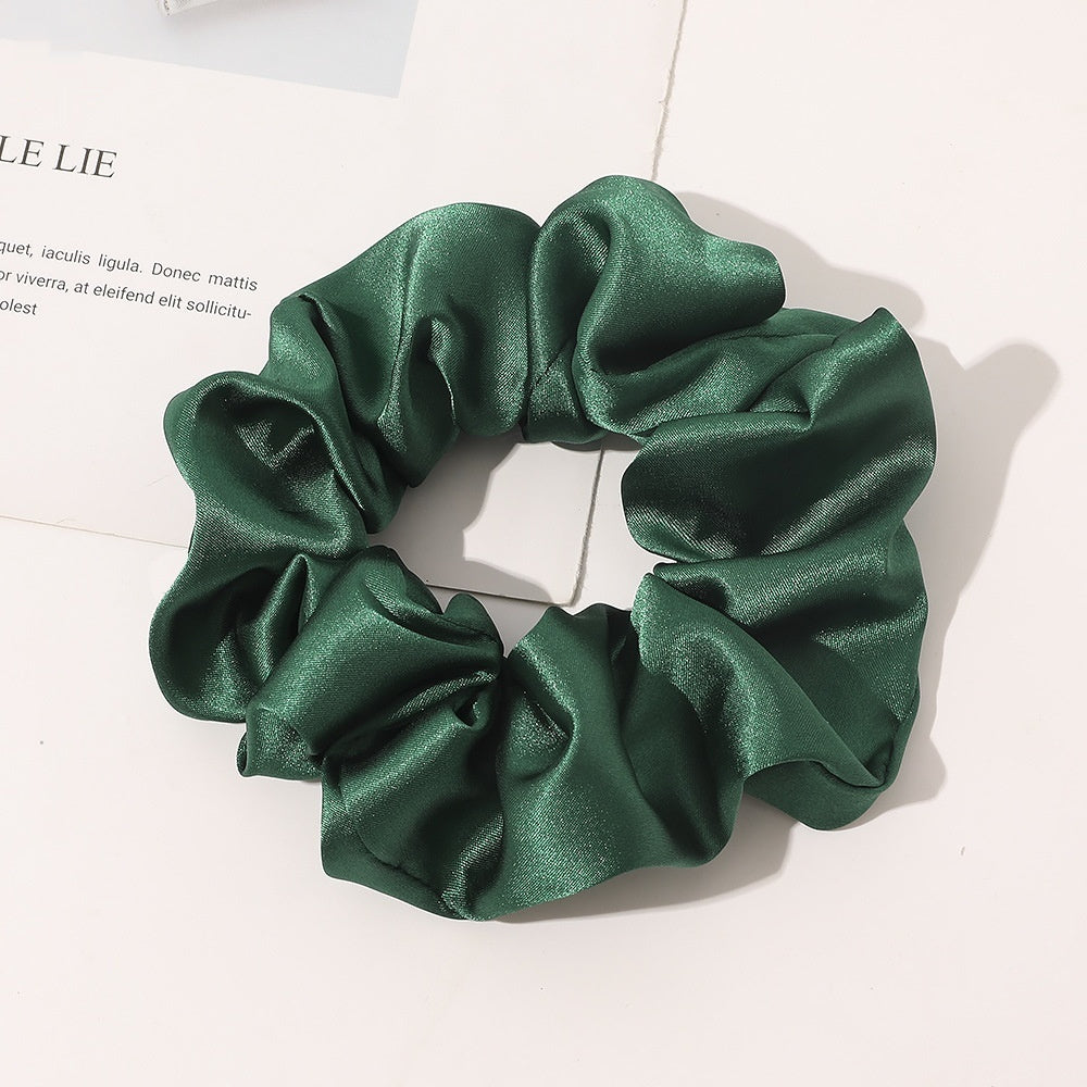 Chouchou en satin de soie vert casual et classe