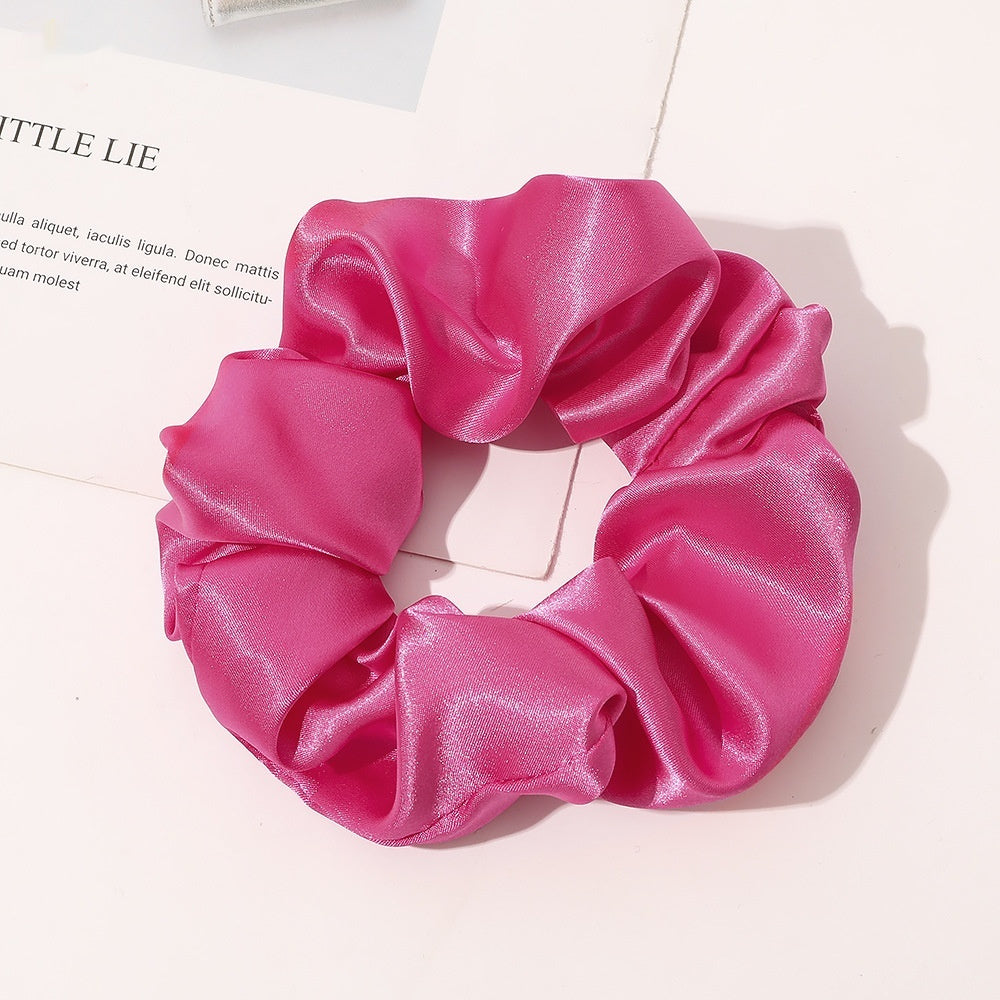 Chouchou en satin de soie rose fuchsia
