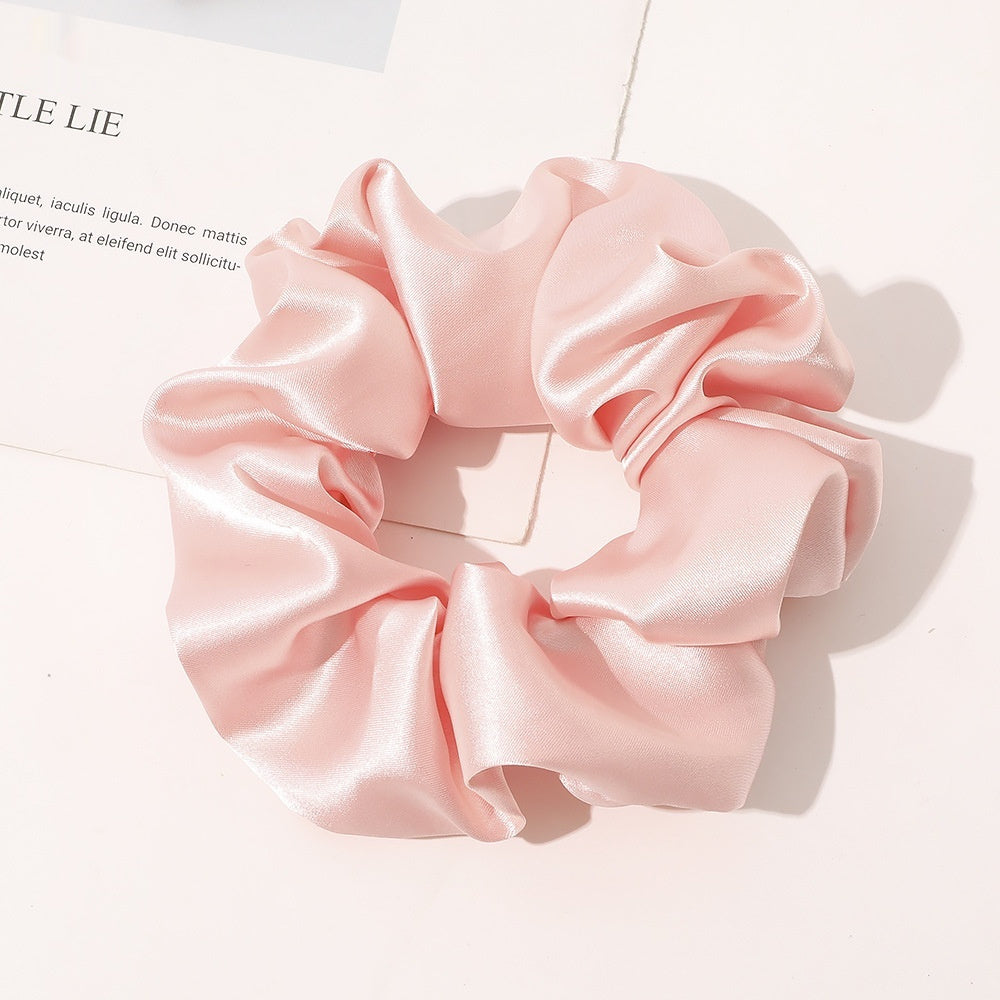 Chouchou en satin de soie rose clair