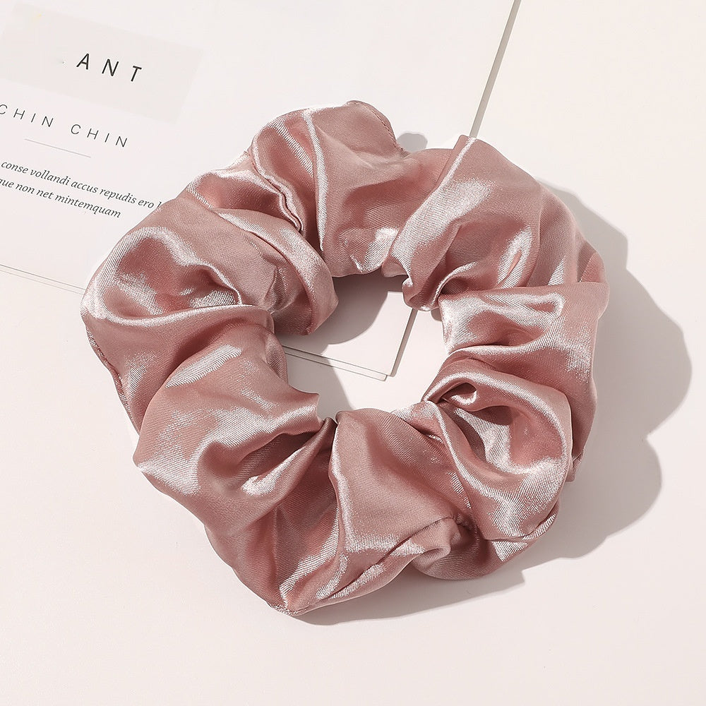 Chouchou en satin de soie rose nude